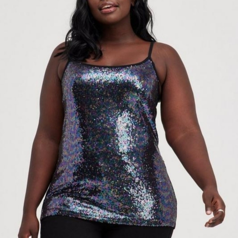 Torrid Black Sequin Camisole Top
